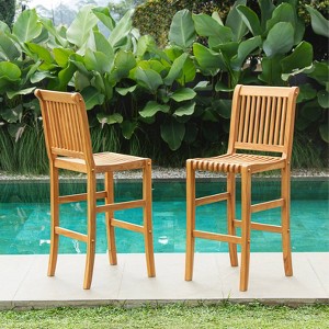 Cambridge Casual 2pc Chara Teak Wood Patio Outdoor Bar Stool Brown - 1 of 4