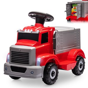 6V Ride on Truck, Kids Electric Car with Under Seat Storage, Music, 2 Headlights and 5 LED Lights - 1 of 4
