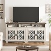 Farmhouse TV Stand for 70 inch, Mid Century Modern Entertainment Center with LED Lights and Storage - 2 of 4