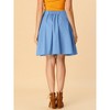Allegra K Women's Lace-Up Knee Length Flared Pleated Denim Jean Skirt - 3 of 4