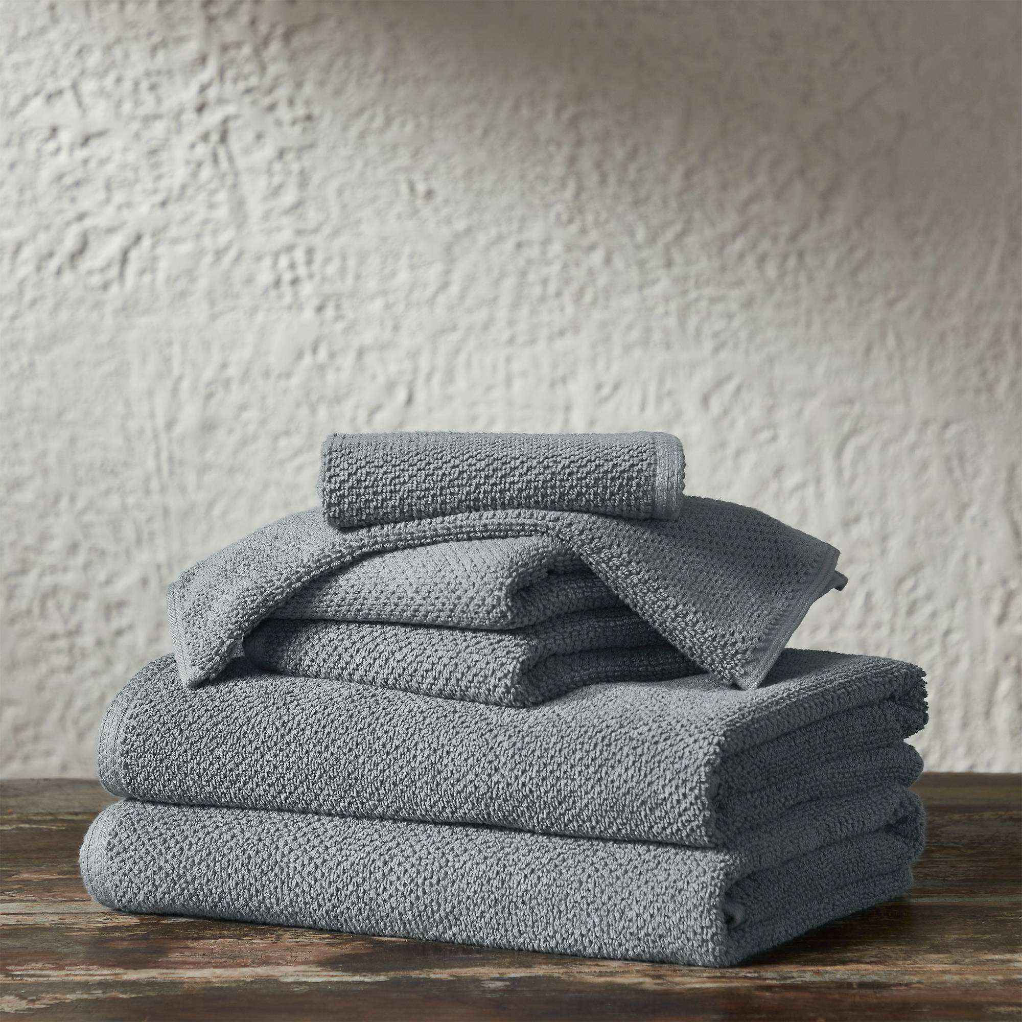 6pc Cotton Popcorn Textured Towel Set Dark Gray - Isla Jade: Jacquard Weave, Stain-Resistant, OEKO-TEX Certified