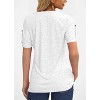 Imily Bela Women's Summer Pleated Button Short-Sleeve T-Shirt, Solid Color V-Neck Casual Top - 3 of 4