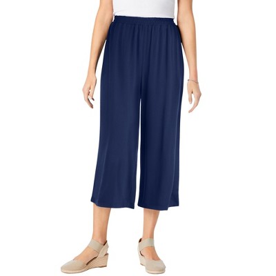 Woman Within Women's Plus Size Pull-on Elastic Waist Soft Capri - 24 W ...