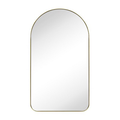 Brushed Gold Arched Metal Framed Recessed Medicine Cabinet with Mirror
