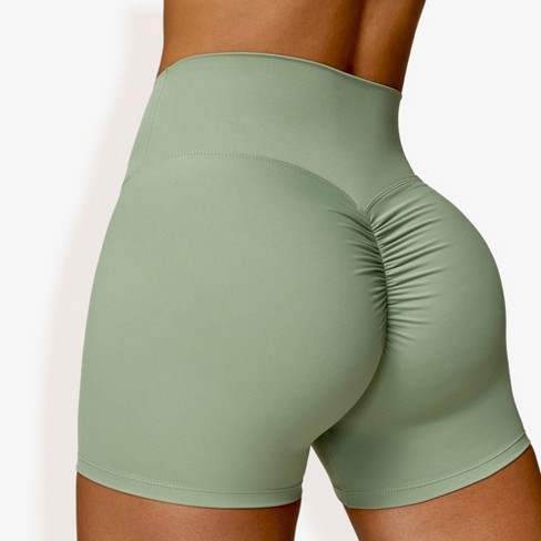 Anna kaci Women s High Waist Scrunch Butt Yoga Shorts Large Green Target