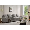 114" Upholstered 4-Seat Sofa with Console, 2 Cup Holders, 3 Wired USB Ports, Linen Fabric Couch with 4 Pillows, Modern Sofa for Living Room, Apartment - 2 of 4