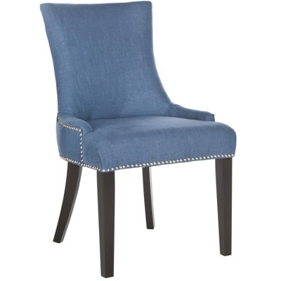 Transitional Linen Upholstered Parsons Side Chair in Blue