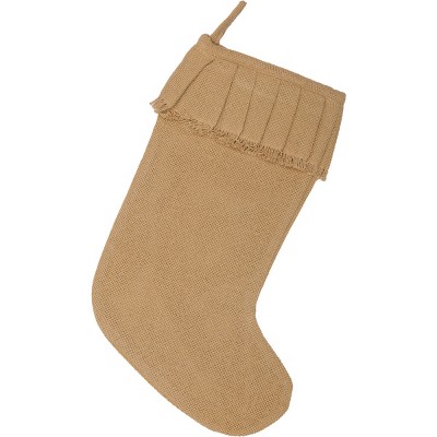 Festive Natural Burlap Ruffled Stocking  VHC BRANDS