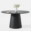 PexFix 52" Round Dining Table for 6 People Modern Pedestal Table with Fluted Cone Base & Wood MDF Top for Small Space Kitchen Dining Room Cafe Black - 3 of 4