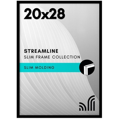 Americanflat 20x28 Picture Frame with Polished Plexiglass - Streamline Collection - Thin Border Picture Frame for Wall Display - Black