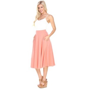 Women's Flared Midi Skirt with pockets - White Mark - 1 of 3