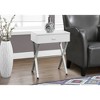 Monarch Specialties Accent Table Side End Nightstand Lamp Storage Drawer Living Room Bedroom Metal Laminate Glossy White Chrome Contemporary Modern - 2 of 4