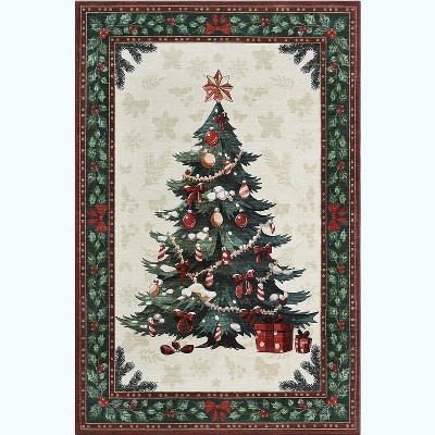 GustoWave  Washable Christmas Tree Floor Area Rug, Low Pile for Bedroom Living Room
