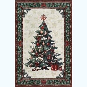 GustoWave  Washable Christmas Tree Floor Area Rug, Low Pile for Bedroom Living Room - 1 of 4