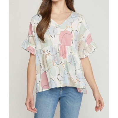 Women's Abstract Peplum Top - entro
