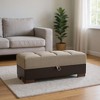 HomeRoots 52" Sand and Brown Chenille And Faux Leather Storage Ottoman - 2 of 4