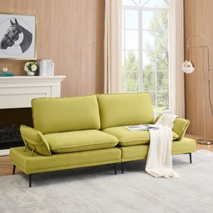 89 inch Modern Sofa, Cotton&Linen Couch with Adjustable Armrests - 1 of 4
