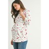 Hello Miz Women's Round Neck 3/4 Sleeve Front Pleat Maternity Top - 2 of 4