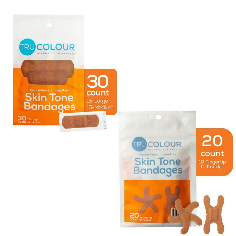 Tru-Colour Skin Tone Shade Adhesive Bandage Assorted Shapes, Brown, 4 of 9
