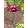 Evergreen 18" Hand Painted and Embossed Shaped Bird Bath, Pink Flower- - 4 of 4