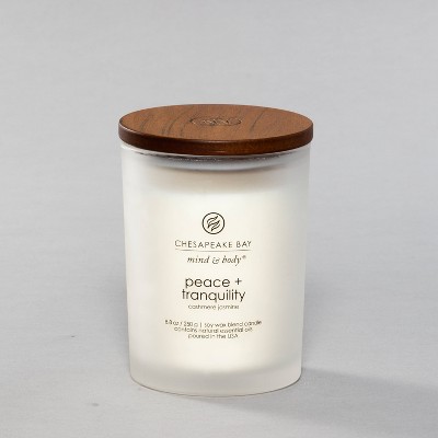 Frosted Glass Peace + Tranquility Lidded Jar Candle White 8.8oz - Mind &  Body by Chesapeake Bay Candle