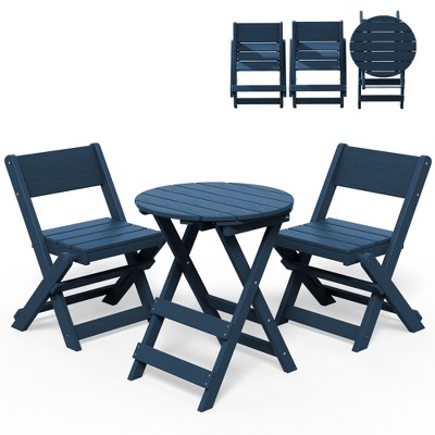 Hyleory 3-Piece Patio Bistro Set - Foldable Table & Chairs with Coffee Table, Lightweight for Balcony, Garden, Apartment ,Weather-Resistant
