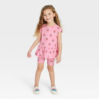Toddler Girls' Strawberry Top & Bottom Set - Cat & Jack™ Pink 2T