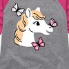 Girls' - Instant Message - Horse Butterfly Shirt Tail Raglan Graphic T-shirt - 2 of 4