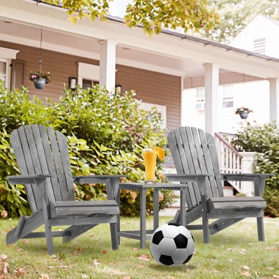 Wood Patio Chair With Arms Set Of 2,Wooden Folding Adirondack Chairs,Solid Cedar Wood Lounge Patio Chairs -The Pop Home