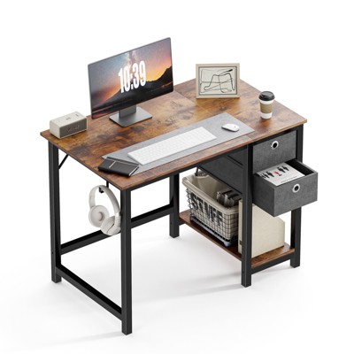MAYEERTY 55 Inch Computer Desk Home Office Desk Writing Study PC Table with 2-Tier Drawers and Hook