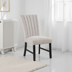Royal Hampton Dining Side Chair Set of 2, Vertical Tufted Gray Boucle, Black - 1 of 4