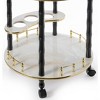 Fabulaxe Round Wood Serving Bar Cart Tea Trolley with 2 Tier Shelves and Rolling Wheels - 4 of 4