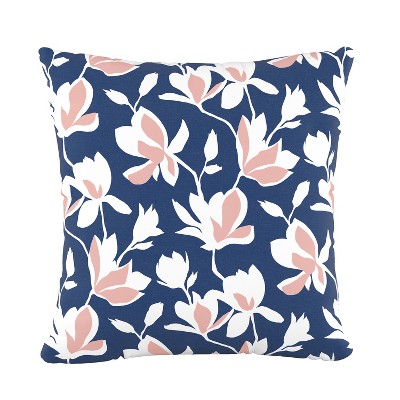 Floral Square Throw Pillow Navy/Blush 