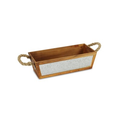 Cheung's Lenox Galvanized Paneled Tapered Wood Bin