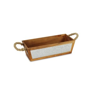 Cheung's Lenox Galvanized Paneled Tapered Wood Bin - 1 of 4