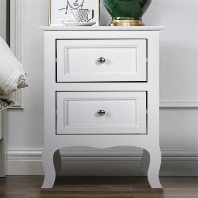 Resenkos Night Stand for Bedroom, End Table with 2 Drawer, Modern Design Storage Cabinet for Bedroom, Living Room, White