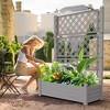 NAYSAYE Raised Garden Bed Planter Box Trellis Outdoor Resin Raised Garden Bed with Drain Plug for Climbing Plants, Brown, 43.4"*18.26"*59.3" - 2 of 4
