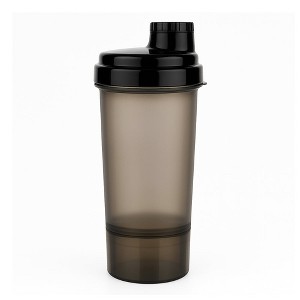 Amber Fight Gear Super Shaker Glass Big with Storage Cap No. 3, BPA-Free, Leak-Proof Protein Shaker, Wide Mouth, Hi-Flow Cap, Bottom Storage, Black - 1 of 3