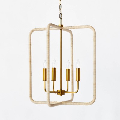 Rattan Lantern Ceiling Pendant Brass - Threshold™ designed with Studio McGee