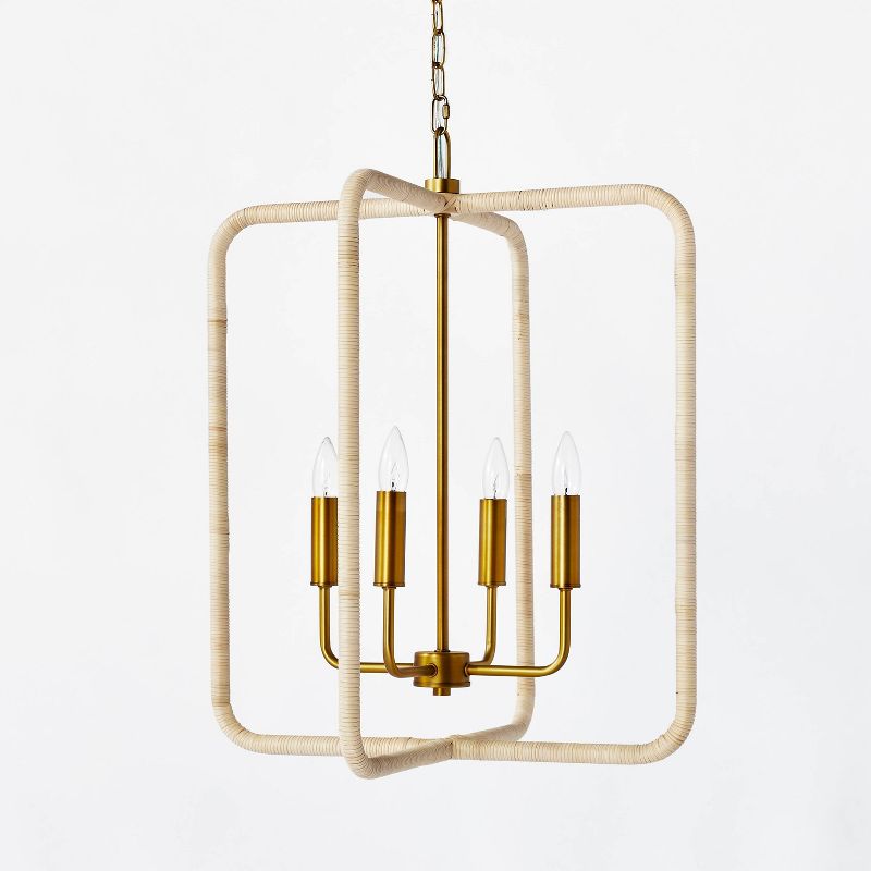 Rattan Lantern Ceiling Pendant Brass - Threshold&#8482; designed with Studio McGee, 1 of 12