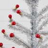Nearly Natural 3' Artificial Retro Silver Tinsel Christmas Tree with 45 Red Mini Ornament Balls and Wooden Base - 2 of 4