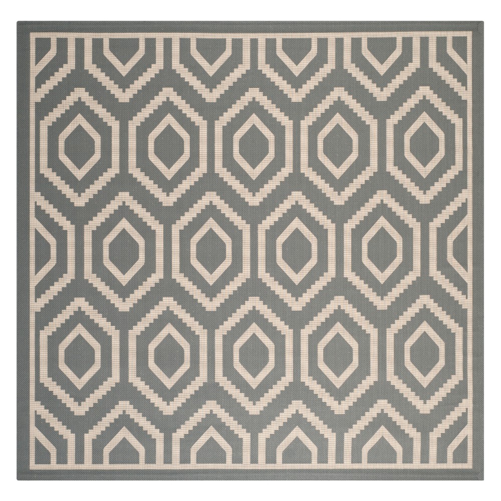 7'10in x 7'10in Biarritz Square Outdoor Rug Anthracite/Beige - Safavieh