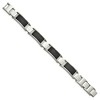 Black Bow Jewelry 13mm Stainless Steel Brushed & Black Plated Link Adj. Bracelet, 8 Inch - 2 of 4