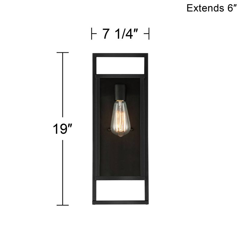 Possini Euro Design Jericho Modern Outdoor Wall Light Fixture Textured Black Metal 19" Clear Glass Panel for Post Exterior Barn Deck House Porch Yard, 4 of 10