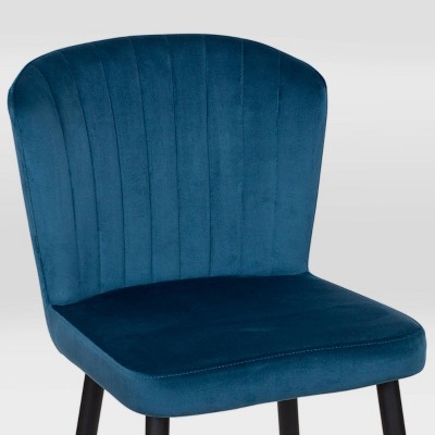 Jasper Navy Blue Velvet Counter Height Barstools, Set of 2