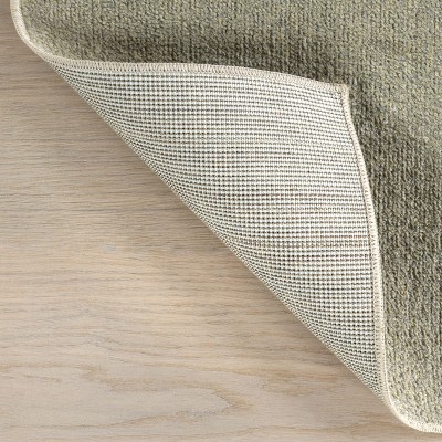 Sage Green Solid Synthetic Washable 4' x 6' Area Rug