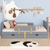 KWPZQEB Twin/Full Platform Bed Frame with 2 Drawers & Guardrail, Solid Wood Bed Frame for Kids, No Box Spring Needed, Easy Assembly - 3 of 4