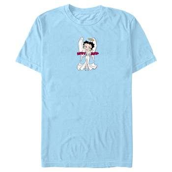 Men's Betty Boop Cherries Betty Distressed T-Shirt - Light Blue - 2X Large