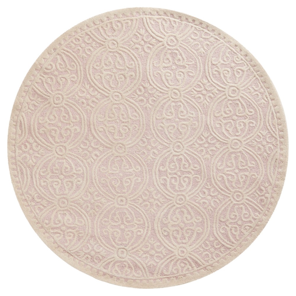 Pink/Ivory Color Block Tufted Round Accent Rug 4' - Safavieh