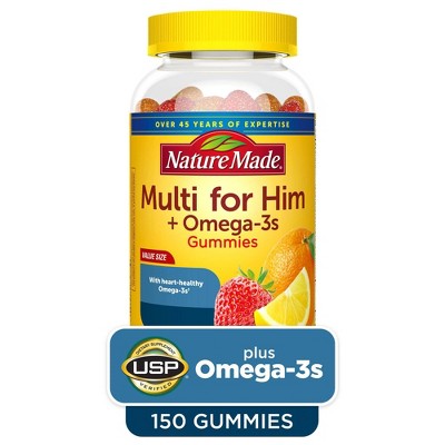 Nature Made Men's Multivitamin + Omega-3 Gummies - Strawberry, Lemon ...